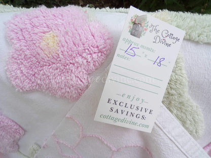 Mini Fabric Bundle, "Cottage Coordinates" 2 Pieces from Vintage Chenille Bedspreads, 12" x 18" and 15" x 18" inches, for Quilts & Crafts