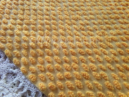 Nubby Oblong Citrus Orange Pops Vintage Chenille Fabric, 12" x 20" inch Piece, Retro 1960s, Ultra Lightweight