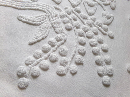 exquisite bride's basket vintage chenille fabric, white floral design is lovely material for quilts, wall hanging, crafts, 25" x 21" piece