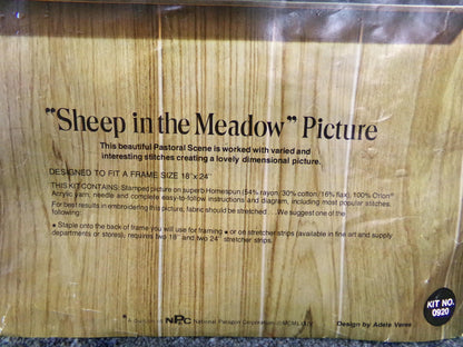 SHEEP in the MEADOW Crewel Embroidery Kit, Vintage Paragon Needlecraft 0920, Pastoral Scene