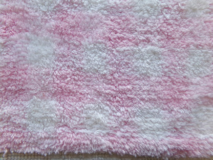 snuggle soft pink gingham vintage terry chenille fabric, pretty plaid design on white plush cotton blend 18" x 24" piece sewing fabric