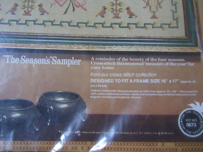 The Season's Sampler Vintage Paragon Cross Stitch Embroidery Kit # 0673