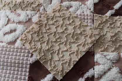 boho browns chenille fabric squares, 16 vintage quilt blocks, 6" x 6" inches ea, great for hippie inspired craft projects