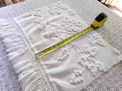 Lovely Ivy Rose Vintage Chenille Fabric Material, 12" x 20" inch Piece, for Fiber Arts, Small Pillow Covers, Crafts & Quilting