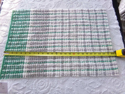 Plaid Vintage Chenille Fabric, Kelly Green & Dove Grey, 17" x 24" inch Piece for Sewing, Crafts, Quilting