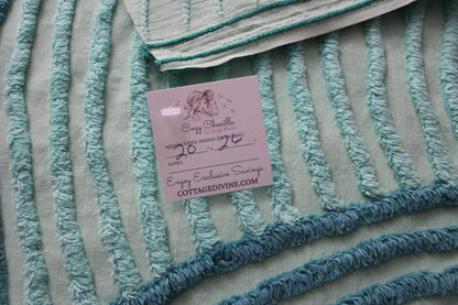 Dramatic Waves Vintage Chenille Fabric Cut from an Antique Chenille Bedspread, 20" x 26" Inch Piece, Unique Bold Design