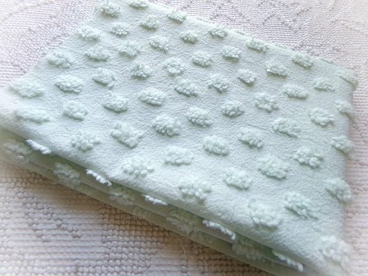 light green chenille fabric, vintage style pops design, 18" x 24" cut piece for quilts, crafts, sewing