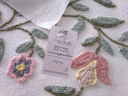 Heirloom Floral Vintage Chenille Fabric, 20" x 22" Piece, Lovely for Handmade Quilts, Pillows & Small Craft Projects