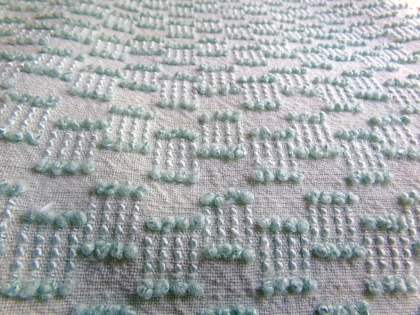 vintage texturized chenille fabric, dancing sage green tempo tufts, 18" x 24" inch piece of sewing material for quilting & crafts