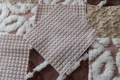 boho browns chenille fabric squares, 16 vintage quilt blocks, 6" x 6" inches ea, great for hippie inspired craft projects