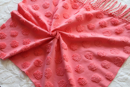 Zesty Jumbo Watermelon Pops Vintage Style Chenille Fabric, Wideset Coin Pop Design, 22" x 26" inch piece with fringe