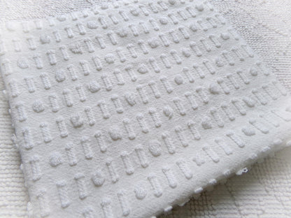 vintage white chenille fabric: dainty dot dash design, 18" x 24" piece