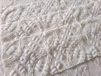 Heirloom Quality Quilt Square Set, Antique Cream, from Vintage Chenille Bedspread Fabric, 12 Blocks, 6" x 6" inch