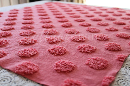 Jumbo Juicy Watermelon Pops Vintage Style Chenille Fabric, Wideset Coin Pop Design, 22" x 27" inch piece