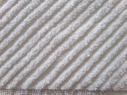 Diagonal Stripes Vintage Chenille White Fabric Piece, 17" x 25" inches, Geometric Striped Design