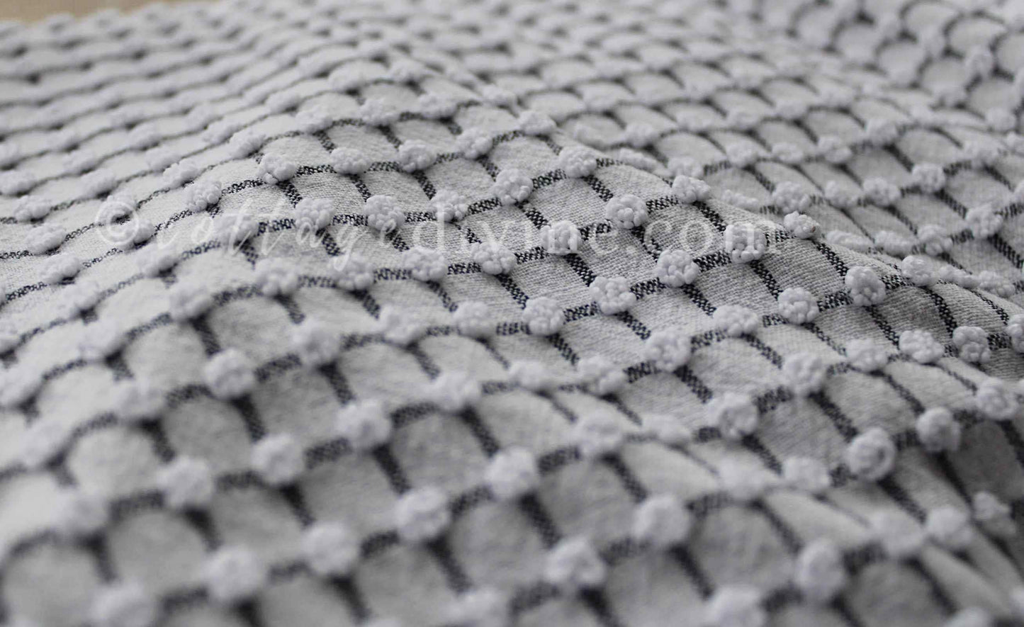 Chic Micro Mini Pop Black & White Vintage Chenille Quilt FABRIC, 18" x 24" Piece, Lightweight Cotton