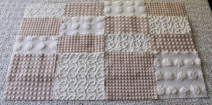 Trendy Neutral Chenille Squares, Vintage Meets Modern Craft Quilt Square Set from Vintage Bedspread Fabric, 16 Blocks, 6" x 6" inch