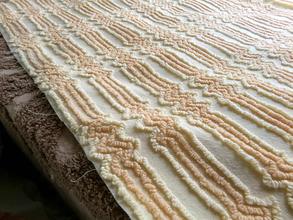 cosmic vintage chenille fabric in fantastic yellow lightning strike pattern, 19" x 30" cut fabric piece w/ needletuft zig zag zaps