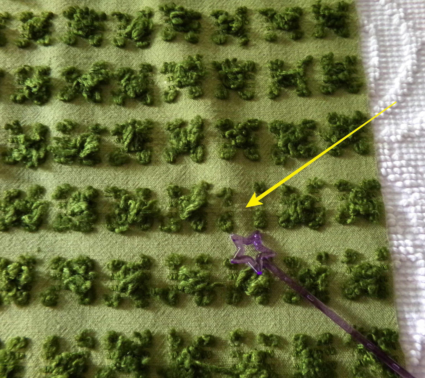 Hippie Chic Vintage Green Rosebud Chenille Fabric, 18" x 24" inch Piece, Boho Fabulous Tonal Roses