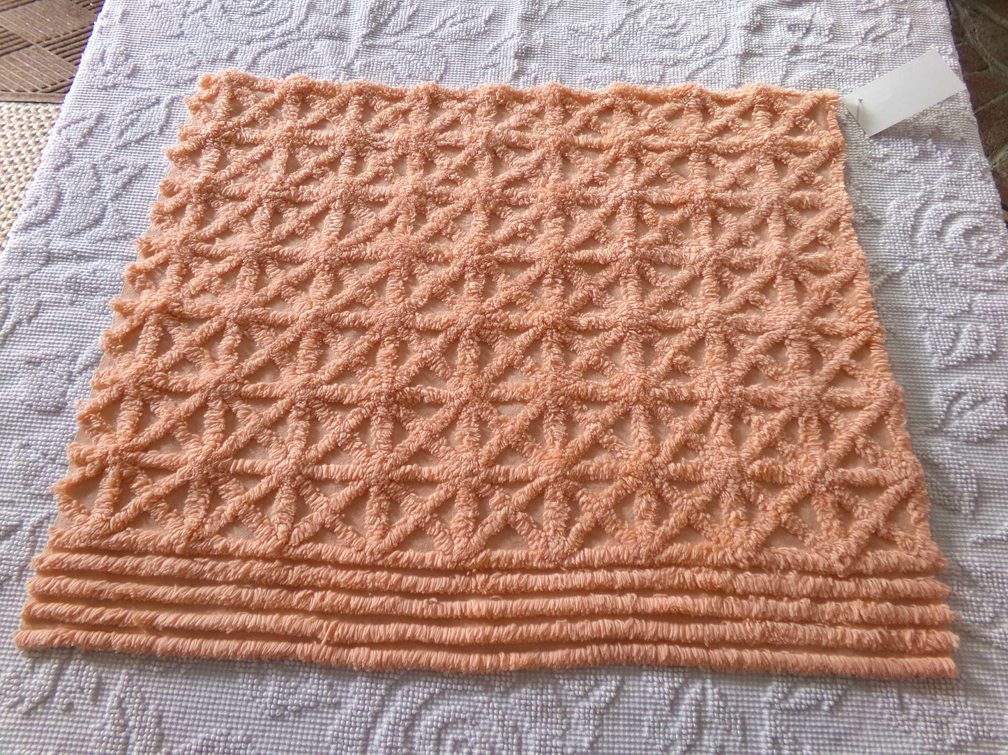 Twinkle Little Star Vintage Chenille Fabric, Plush Peach Glow Sewing & Quilting Material, 19" x 23" inches