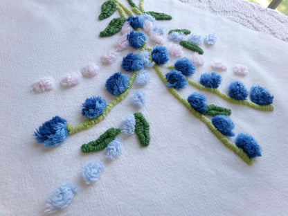 Lupine Flowers Vintage Chenille Fabric, Wideset Scattered Floral Design, 23" x 29" Piece of Cotton Sewing Material for Crafts & Quilting