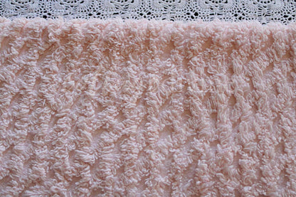 Simple Peach Glow Vintage Style Chenille Fabric, Lattice Geometric Design, 20" x 25" inch piece