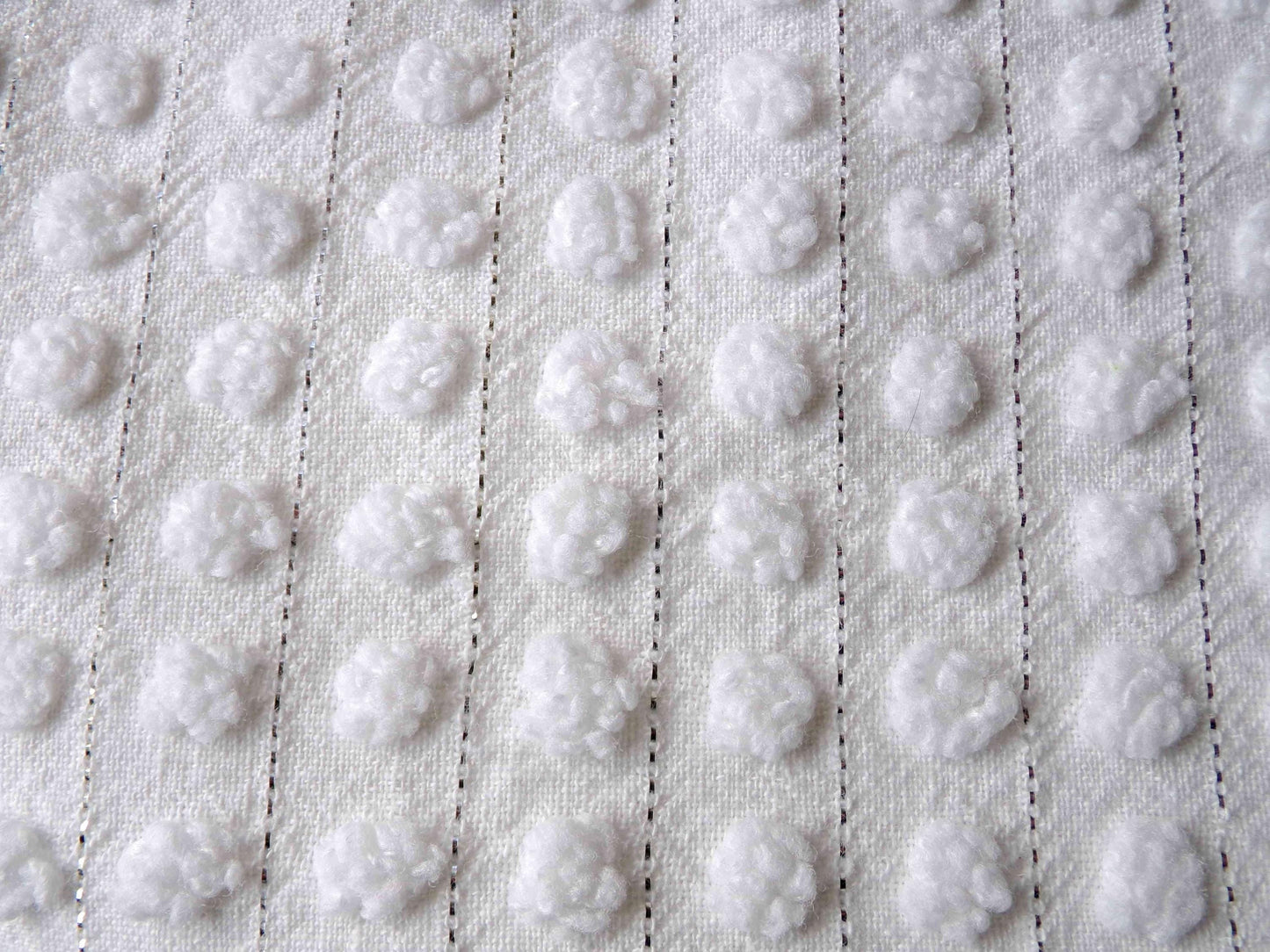 Simple White Pop Chenille Fabric, 20" x 24" inch Vintage Morgan Jones Piece, cotton blend with silver shimmer lurex