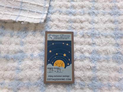 blue & white check vintage chenille fabric, cottage style plaid design, 20" x 24" cut piece for quilting, pillows