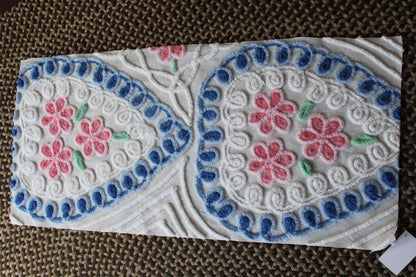 Cottage Hearts & Pink Roses Vintage Chenille Fabric, Classic 50s Design, 38" x 18" inch LARGE piece
