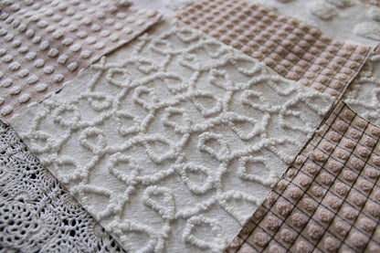 Trendy Neutral Chenille Squares, Vintage Meets Modern Craft Quilt Square Set from Vintage Bedspread Fabric, 16 Blocks, 6" x 6" inch