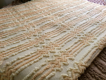 cosmic vintage chenille fabric in fantastic yellow lightning strike pattern, 19" x 30" cut fabric piece w/ needletuft zig zag zaps