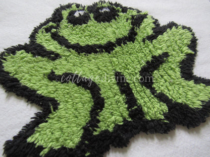 Adorable Happy Frog Retro Vintage Novelty Chenille FABRIC PIECE, 12.5" square