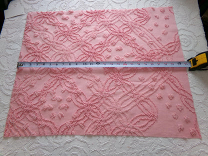 bubblegum pink vintage chenille fabric, geometric design, 18" x 24" cut piece for arts & crafts