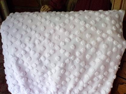 Diamond Dot Chenille Fabric, 19" x 28" inch vintage style piece, simple modern pattern for quilts & crafting