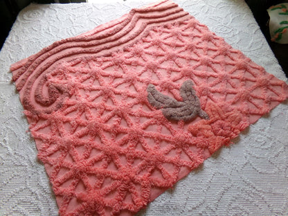 unique vintage chenille fabric panel in twinkle starburst pattern, nostalgic sewing material for quilts & pillows, 23" x 20" inch piece