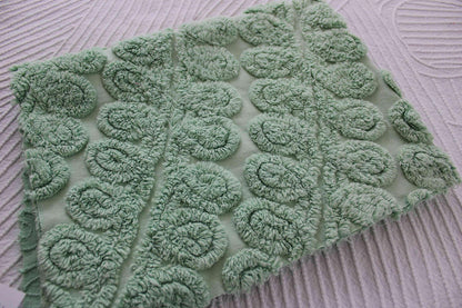 Fluffy Mint Ice Cream Swirl Vintage Chenille Fabric, Plush 20" x 26" inch piece in looping curlicues pattern