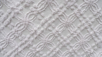 Farmhouse White Vintage Chenille Fabric Piece, 20" x 24" inches, Versatile & Neutral in Quilts and Pillows