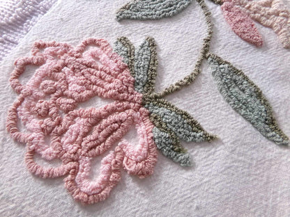 Heirloom Natural Flowers Vintage Chenille Fabric, Sewing Material for quilts, pillows & crafts, 18" x 26" inch Piece