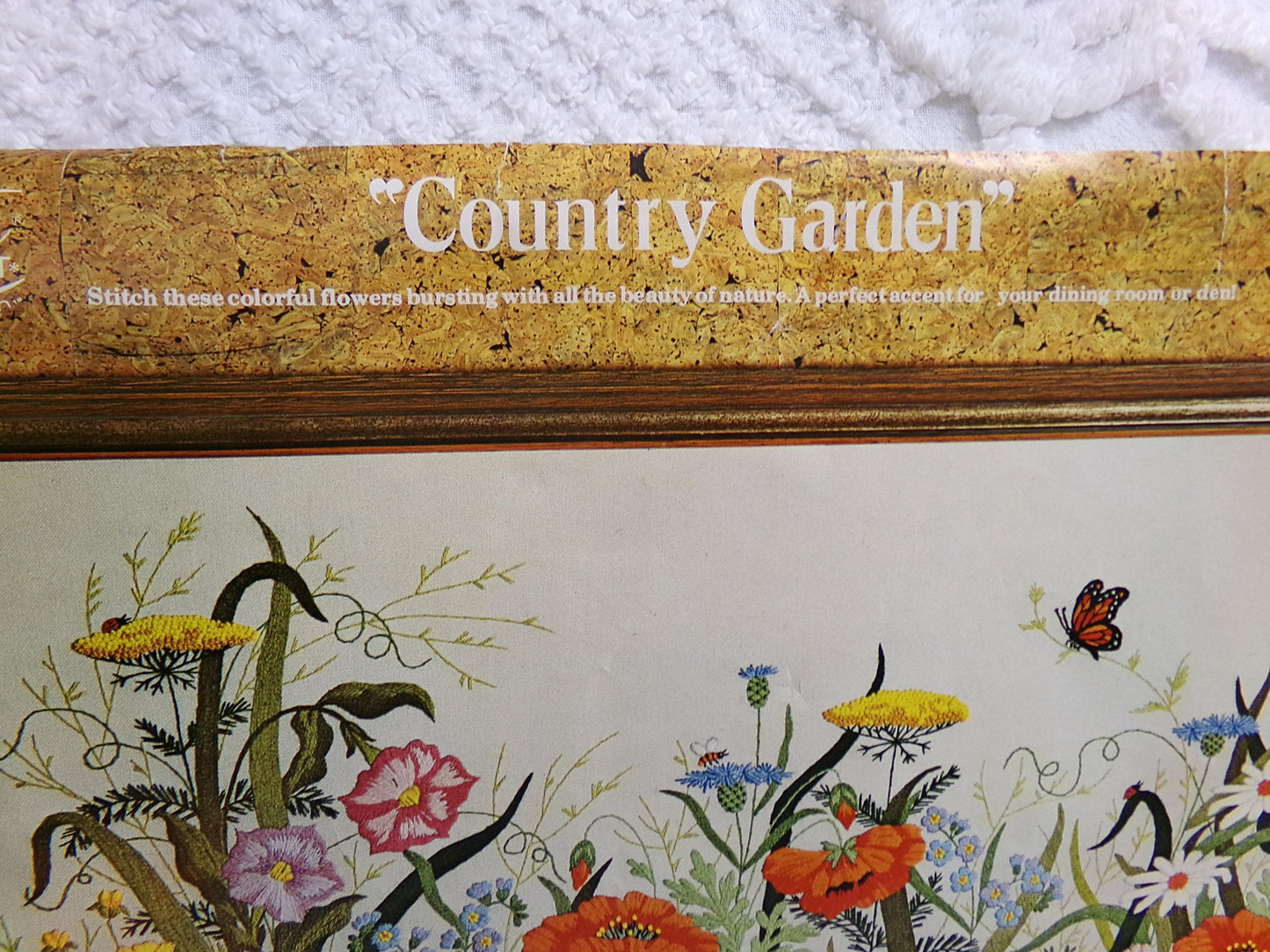 COUNTRY GARDEN Rare Crewel Stitchery Kit, Flower Power Meadow Scene Wall Hanging, Vintage 0511 Paragon Needlecraft Embroidery by Adele Veres