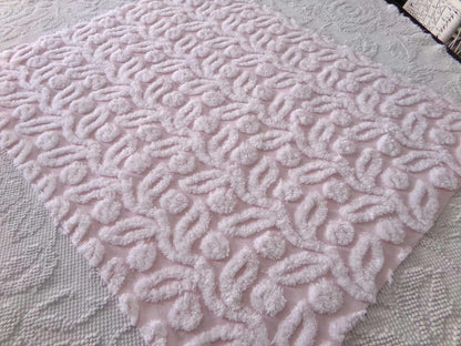 Pink Ivy Berry Vintage Chenille Fabric, Sewing Material for quilts, pillows & crafts, 18" x 24" inch Piece