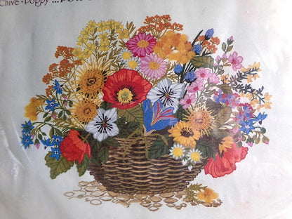 HERB POTPOURRI Paragon Creative Crewel Stitchery Kit, Vintage Herbs & Spices Floral Embroidery # 0607, Fits 16" x 20" Frame, Georgia Ball