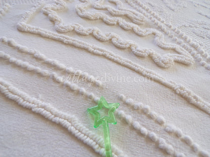Magical Cottage Chic Lily Vintage Chenille Quilt Fabric Piece, 18" x 25" inches, Pretty in Pillows