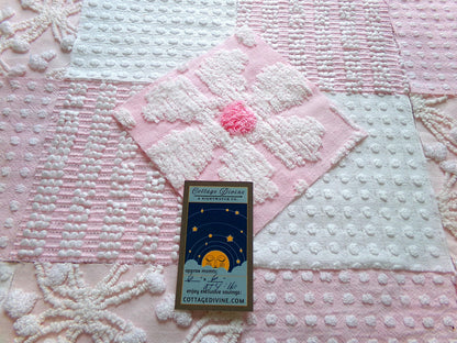 peaceful pinks 6" chenille fabric squares, set of 17 cottage chic quilt blocks for quilting, sewing & crafts