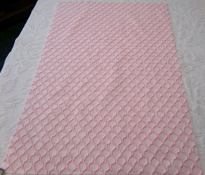 Precious Pink Vintage Chenille Fabric Piece, Textured Eternity Link Design, Quilt Material for Sewing & Crafts, 18" x 24"