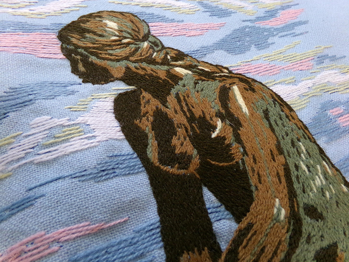 Vintage THE MERMAID Finished Crewel Embroidery Piece, Completed Paragon 0411 Stitchery, Adele Veres 1970s Design