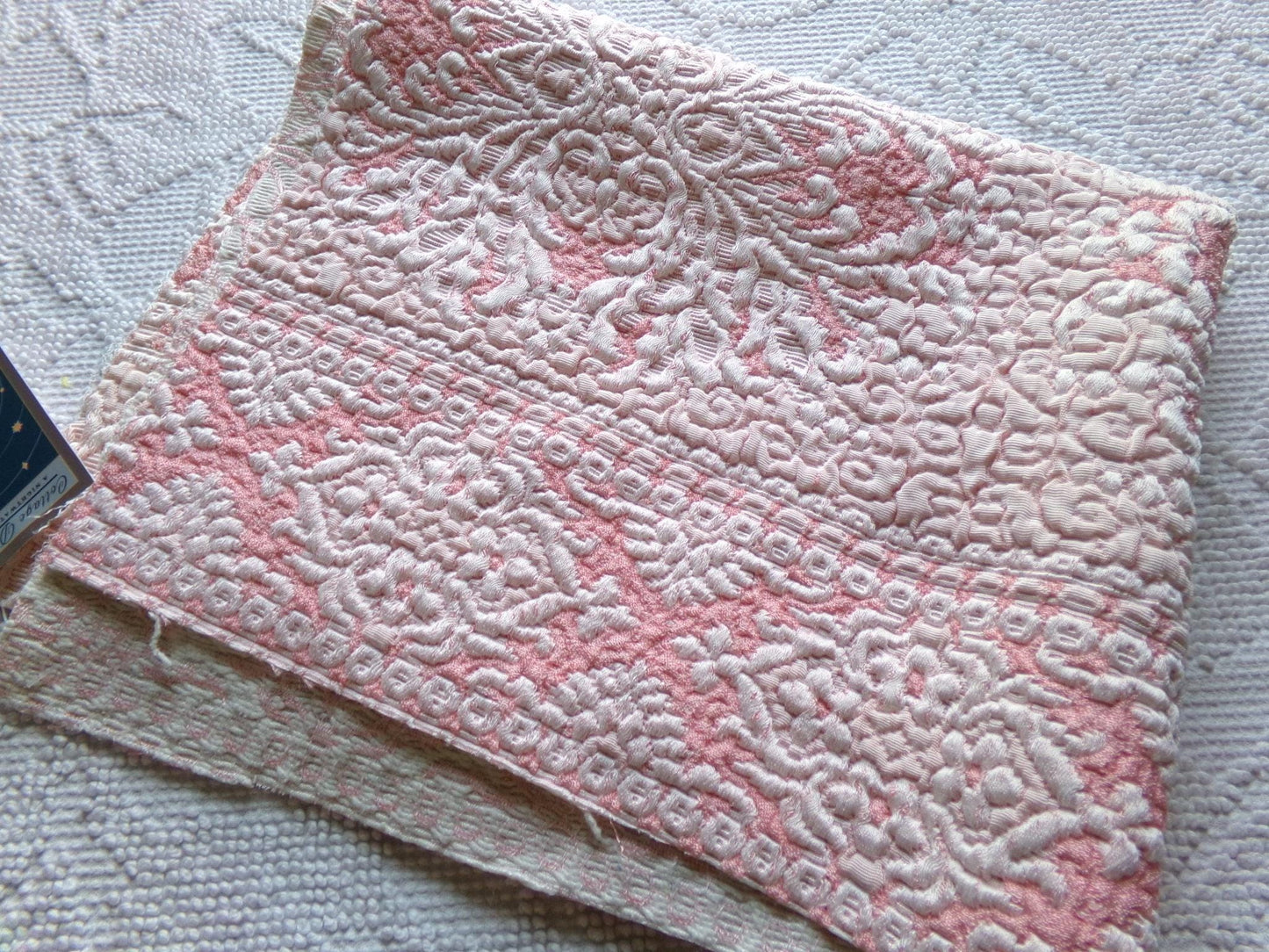 Vintage Luxury Pink Tapestry Fabric, Shimmer Woven Heavyweight Sewing Material, Lovely for Small Bags, Wall Hanging, 19" x 23" inch piece