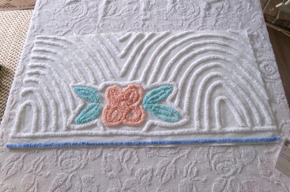 Plush Tropical Swirl Flower Vintage Chenille Fabric, 28" x 14" inch Piece, Tropical Sewing Material Great for DIY Pillow Covers