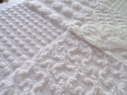 White Chenille Fabric Squares Set, "Let it Snow" 16 Vintage Quilt Blocks, 6" inch