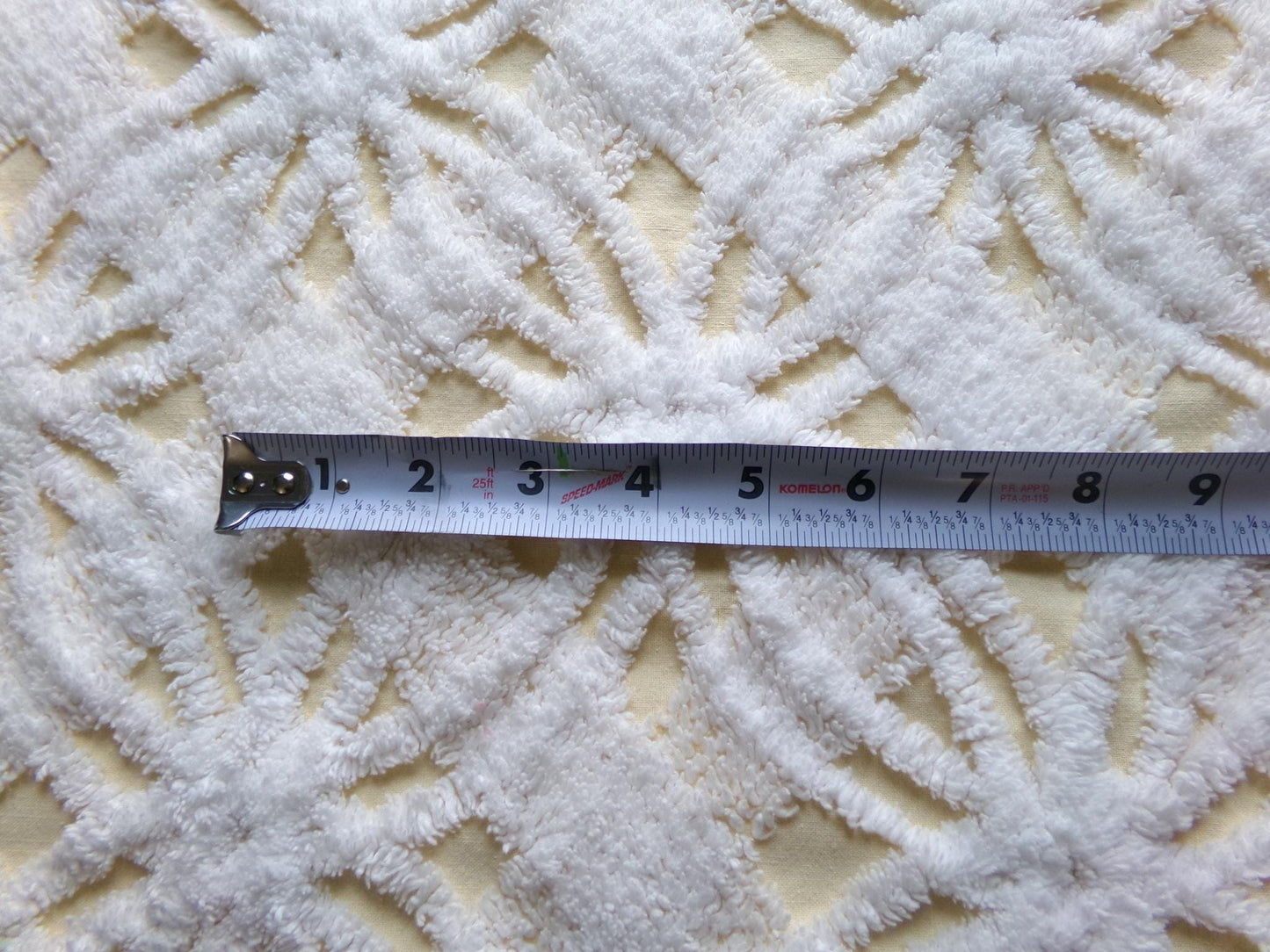 fluffy white & buttercup yellow vintage chenille fabric, sweetest sewing material, 18" x 25" inch piece for pillows, quilts, fiber arts