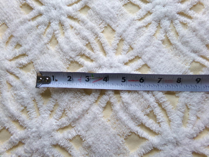 fluffy white & buttercup yellow vintage chenille fabric, sweetest sewing material, 18" x 25" inch piece for pillows, quilts, fiber arts
